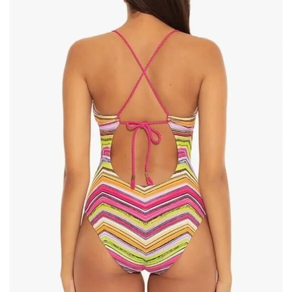 Becca Women's Pink Farah Reversible One Piece Size S - Picture 2 of 7